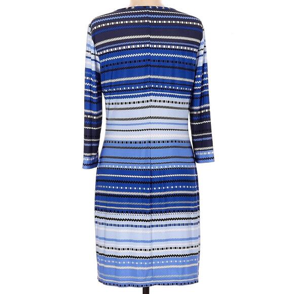 Donna Morgan Casual Dress Size 8 Blue Stripes Long Sleeve Career - Picture 2 of 2